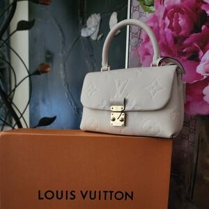Louis Vuitton Cream Empreinte Capucines BB Top Handle Satchel with Gold Hardware